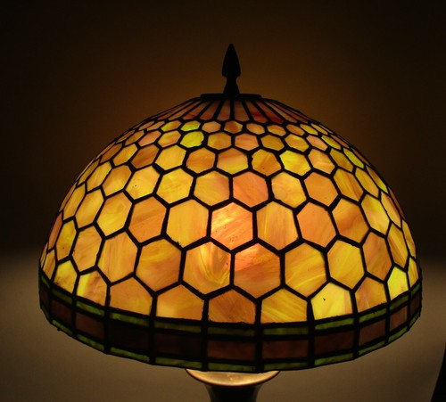Fine Colorful Antique Stained Glass Lamp Shade Purple Green C 1910 Ebay