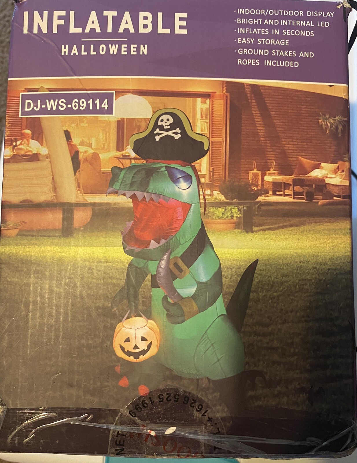 Lighted Halloween Yard Decor Inflatable Halloween Dinosaur Blow Up Yard