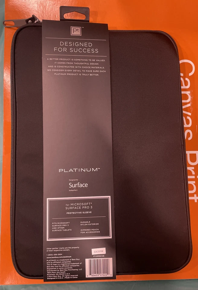 Platinum for Microsoft Surface Pro 3 Protective Sleeve-Tablets up to 12” Black - Image 2 of 2
