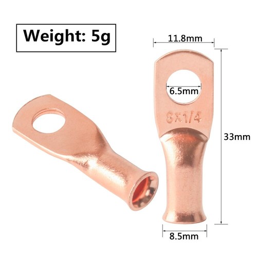 8gauge Ring 5/16" 1/4'' 3/8" Hole Terminal BATTERY Lug Bare Copper Un-insulated - Picture 13 of 13