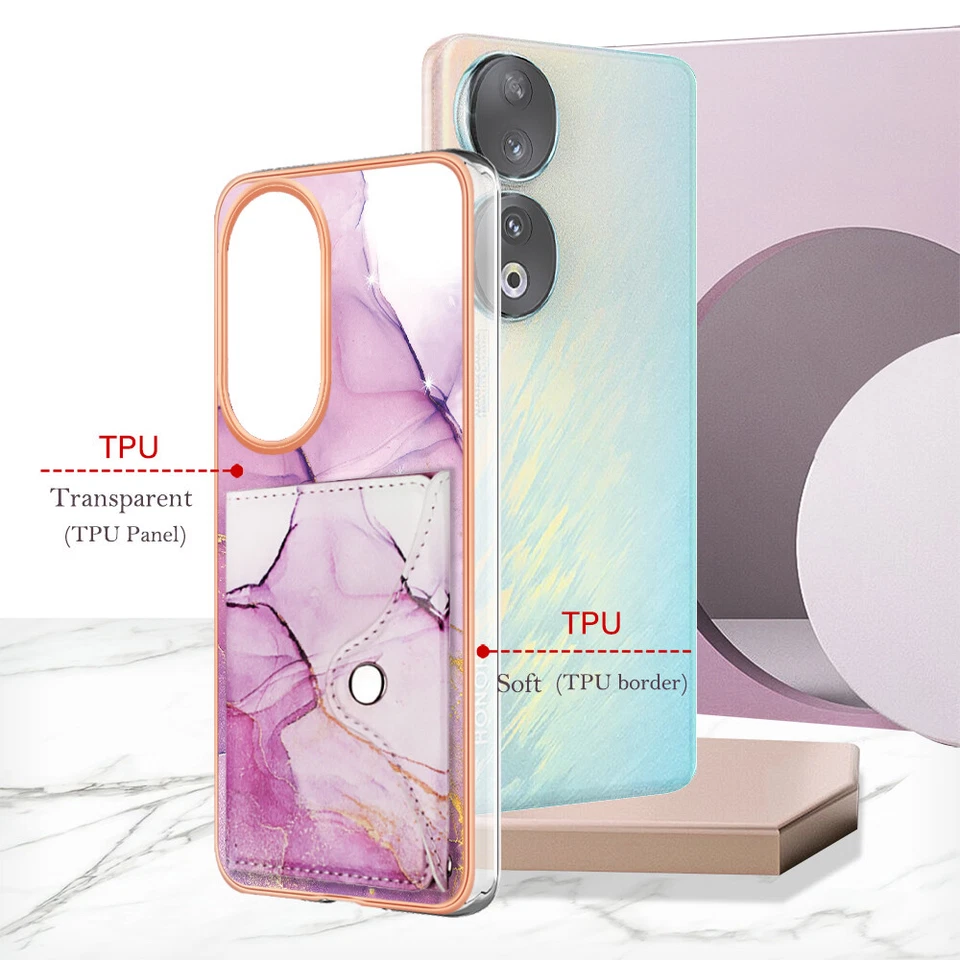 For Huawei Mate 60 Honor 90 X8 Card Case+Border IMD Flip Case Phone Case Cover - Image 2 of 4