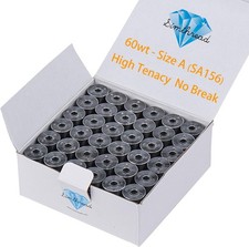 Simthread 144pcs Embroidery Pre-Wound Bobbins Thread, Class 15 60wt Black
