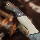 8.7" inch Handmade Damascus Hunting Knife Full Tang Wood Handle Leather Sheath — photo 10
