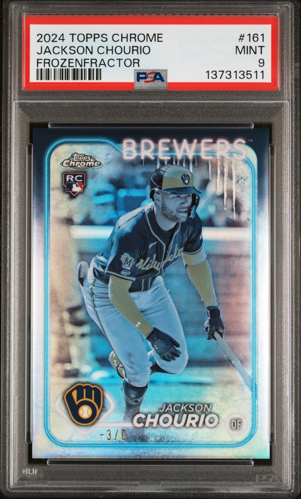 2024 TOPPS CHROME FROZENFRACTOR #161 JACKSON CHOURIO 3/5 PSA 9