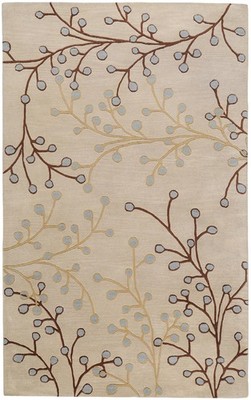 4x4 Square Carpet Handmade Wool Gray Leaf Vine 5008 Rug - Approx 4'