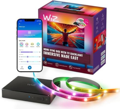 WiZ 640078 Connected HDMI Sync Box with TV Backlight - Sync to Movies, Games &