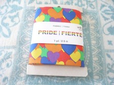 VALENTINE'S NWT Multi-colored Hearts Pride 100 Cotton Fabric 1 Yard