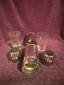 BALDWIN'S METAL TUMBLER CARRIER TWO NESTING GLASSES