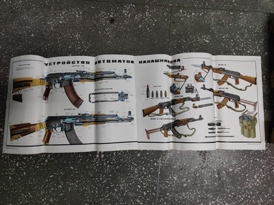 Sowjetisch Russisch GROSSE Farbe AK RPK AKM Poster UdSSR, Original NEU