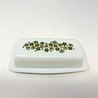 Pyrex Corelle Crazy Daisy Spring Blossom Green Butter Dish Vintage