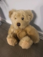 First  Main Light Brown Minky teddy bear  1402 plush neck bow ribbon