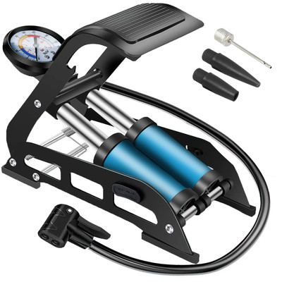 Fußpumpe mit Doppelzylinder, Fahrrad Luftpumpe für alle Ventile, Leistungssta...