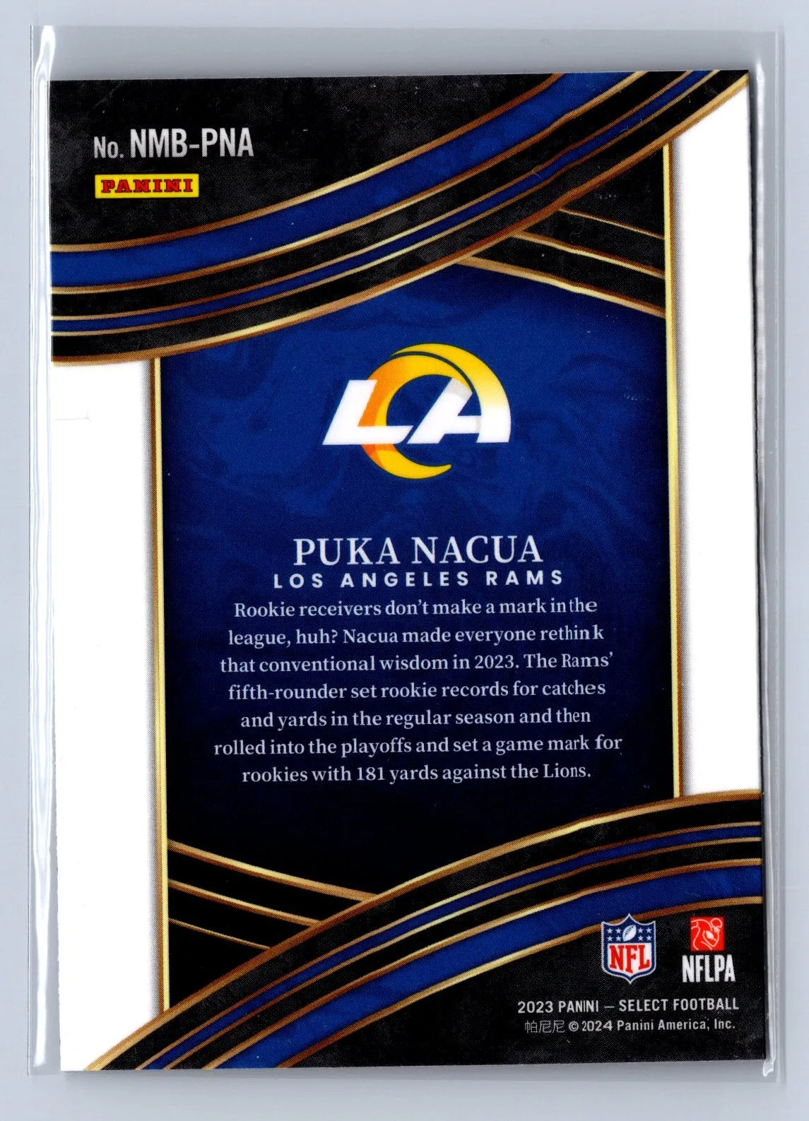 2024 Panini Select Puka Nacua Numbers #NMB-PNA