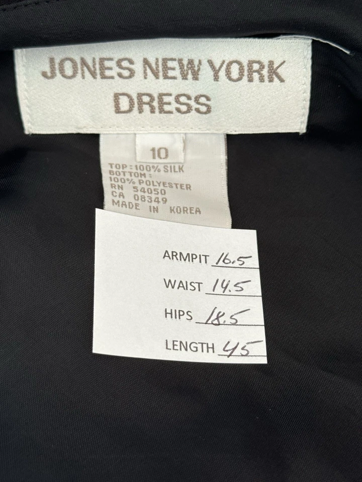 Vestido asimétrico vintage Jones New York para mujer seda caprichoso babydoll 10 negro Foto 2 de 4