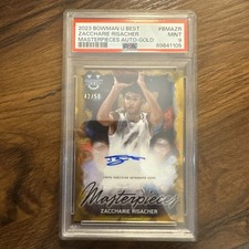 2023 Bowman U Best /50 Zaccharie Risacher Masterpiece Gold Auto PSA 9 Hawks RC
