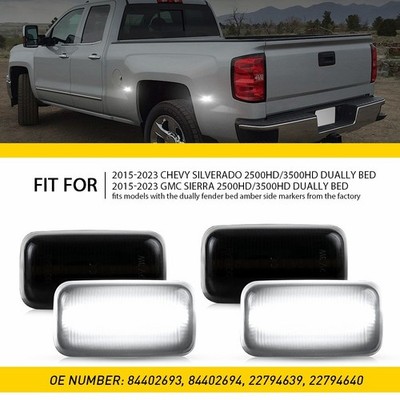 Fit GMC Sierra 2500HD/3500HD Dually Bed 2015-2023 LED White Side Marker Light EC