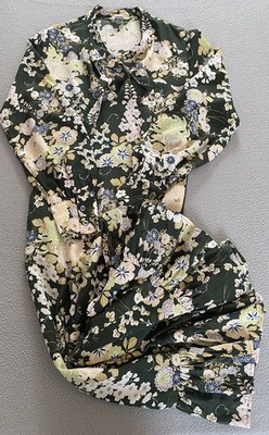 TOAST KLEID GRÖSSE 8 KIKU GRÜN GEBLÜMT DAMEN TASCHEN RÜSCHEN ZUM BINDEN UNBEDINGT ANSEHEN