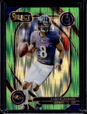 2024 Panini Select Lamar Jackson Club Neon Green Prizm Shock #/499 Ravens