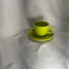 Homer Laughlin Fiesta Lemongrass Footed Tea Cup/Saucer, Retired Color