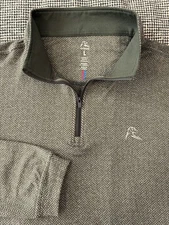 Rhoback Herringbone & Jacquard Q-Zip Performance Moss Green sz L