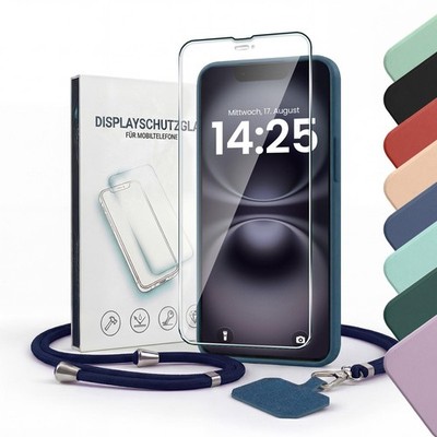 Handy Hülle für Apple iPhone 16 Pro Plus Pro Max 16e Band Kordel Case 9H Glas