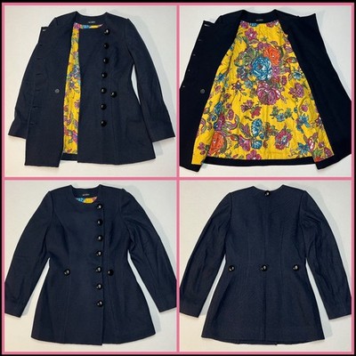 Handmade Laura Galic 100% Wool Black Coat Womens Sz S Waist 32  Bust 36  $463new