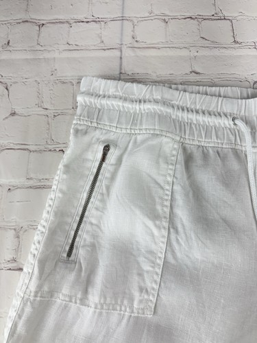 Athleta Cabo 100 % Leinen weiße Jogginghose Reisehose mit Reißverschlusstaschen Damen 16 - Bild 10 von 16