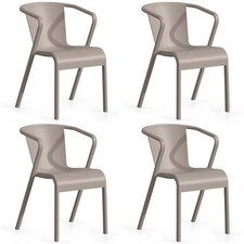 Lusa, Stacking Chair, Arm Chair, Plastic Outdoor Dining Chair, Pack Of 4