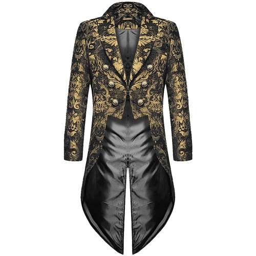 Stylish Mens Retro Tailcoat Windbreaker Jacket in Gothic Steampunk Design - Picture 10 of 24