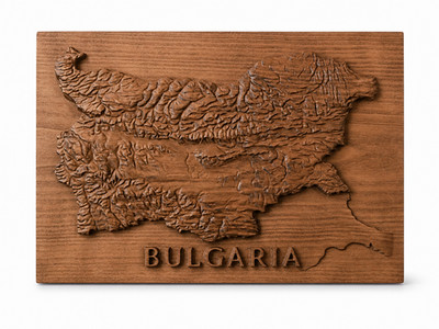 Bulgaria Wooden Map Wall Art Handmade Beech Relief Bulgaria Decor Panel