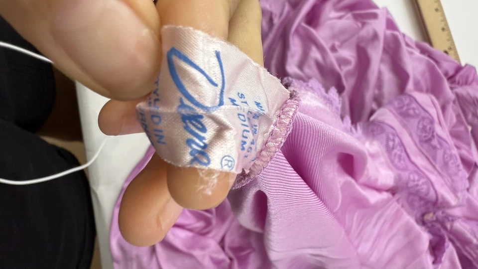 Conjunto de bata camisón vintage Deena para mujer de encaje mediano hecho en EE. UU. Lencería años 80 Foto 4 de 4