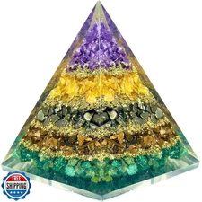 Money Magnet Pyramid with Amethyst, Citrine, Pyrite and Tiger Eye