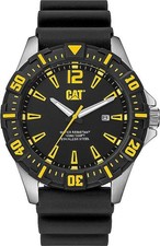 Reloj CAT Caterpillar Steer para hombre 3 manecillas fecha correa de goma negra PX14121137