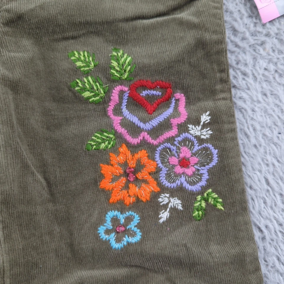 Pantalones Flapdoodles Niña 6 Verde Puños Acampanados Bordados Adirondack De Colección Y2K Foto 2 de 4