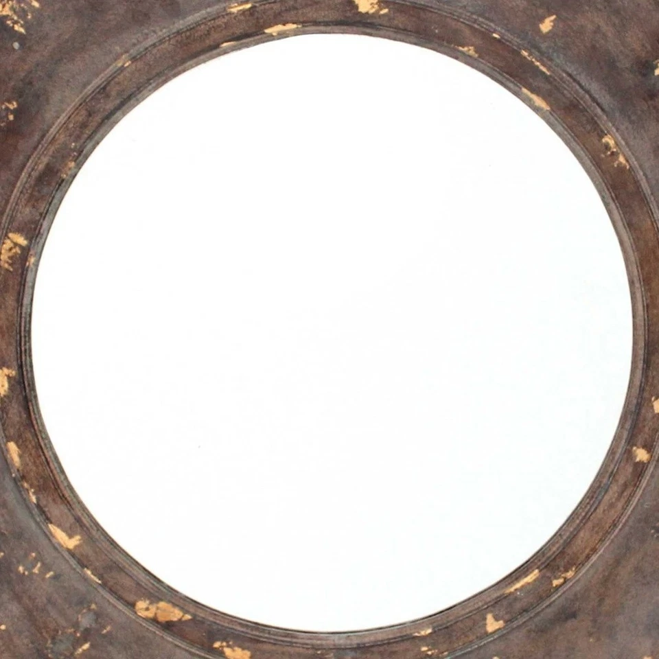 24" Bronze Hexagon Distressed Wood Framed Accent Mirror - Image 4 of 4