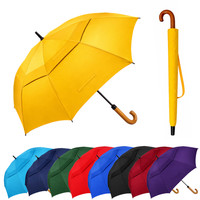 Cedar® Wood Handle Umbrella Double Canopy Vented 130cm Windproof – 9 colours