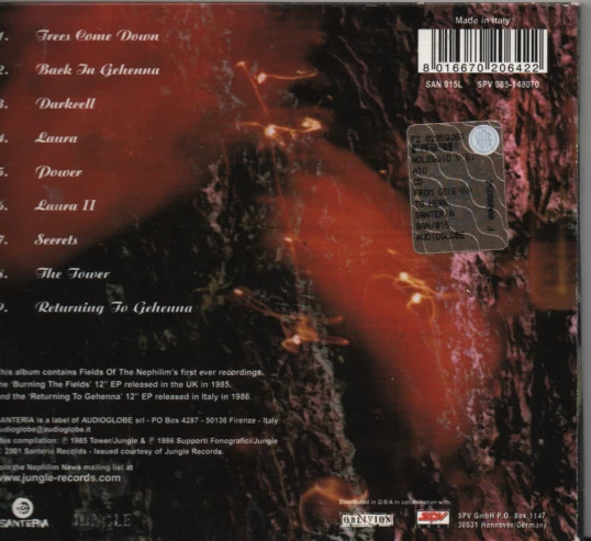 CD Fields of the Nephilim/ From Gehenna To Here/9 Songs/ 2001/Digipak - Bild 2 von 2
