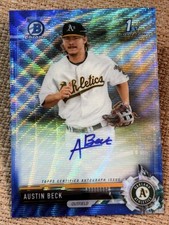 2017 Bowman Chrome 1st BLUE WAVE REFRACTOR PROSPECT ROOKIE AUTO Austin Beck /150