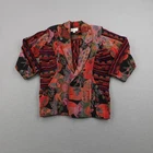 Vintage Cache Jacket Women Medium Red Floral Tapestry Blazer Coat Abstract