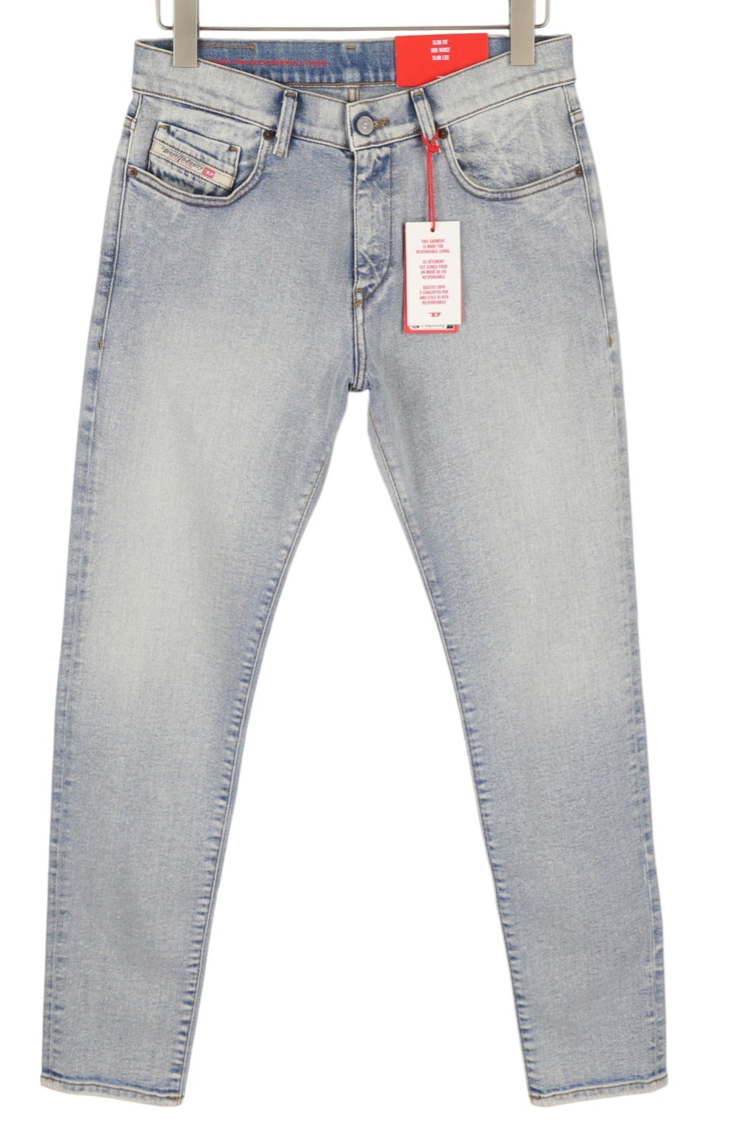 DIESEL 2019 D-Strukt 9C08L Men Jeans W33/L30 Blue Faded Slim Fit RRP350 image 2