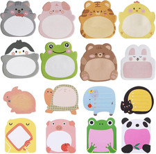 32 Pads Cute Sticky Notes, Animal Sticky Notes Self Adhesive Cartoon Notes Memo