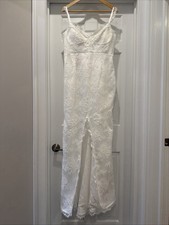 Lulus White Lace Bustier Maxi Dress XL Bridal Shower Wedding Slit New