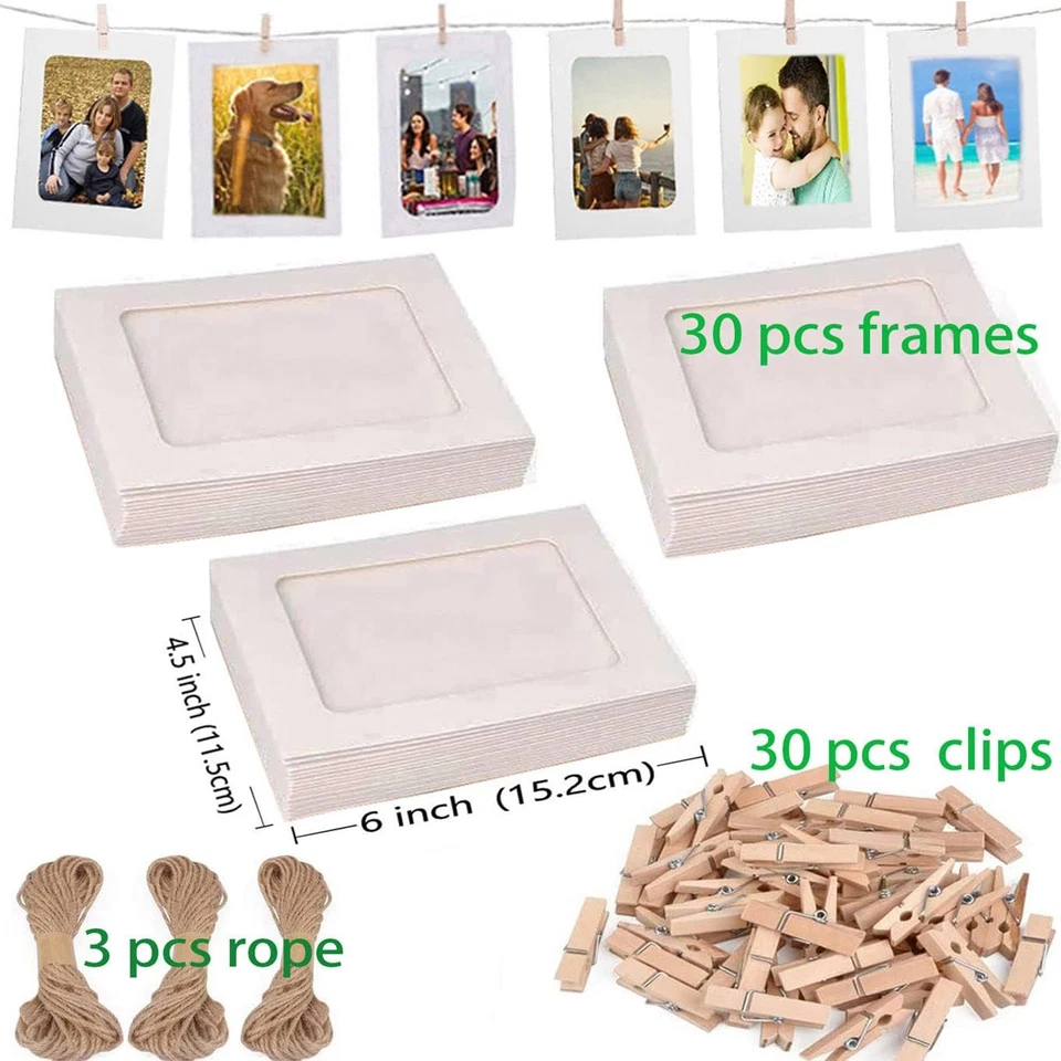 Marcos de fotos de papel perfectos 4U 30 piezas hágalo usted mismo marco de fotos 4x6 con paquete de 30 blancos Foto 2 de 4