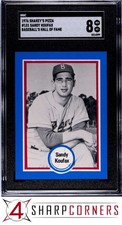 1976 SHAKEY'S PIZZA BASEBALL'S HALL OF FAME #131 SANDY KOUFAX HOF POP 4 SGC 8
