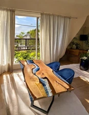 Ocean Epoxy Resin Table Top, Dining Table Living Room Furniture Table Top Decors