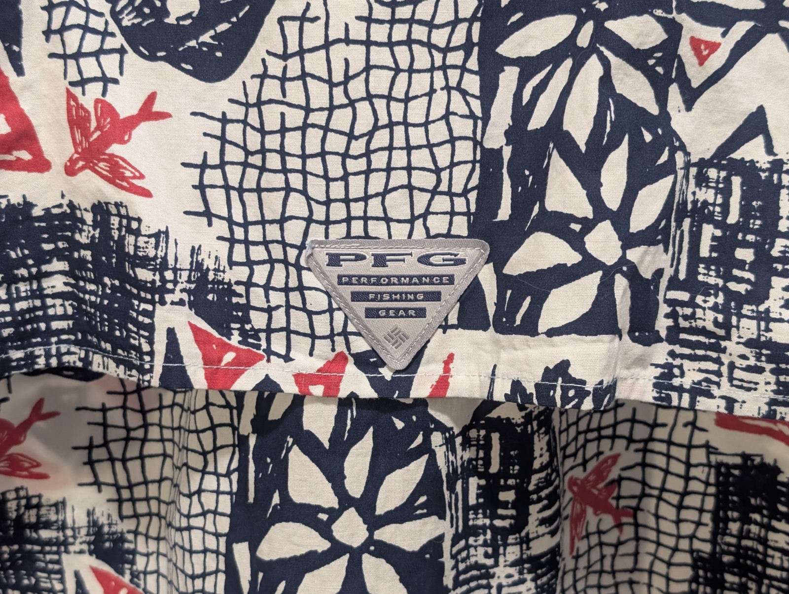 Columbia PFG Fishing Shirt Men’s Large Cotton Mesh Vent Button Front Print thumbnail 4