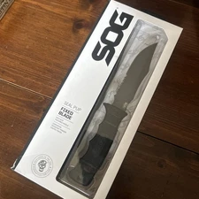 SOG Seal Pup Black Tactical Survival Knife w/Nylon Sheath. 9”