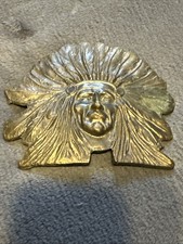 Vintage Native American Indian Chief Head Metal Belt Buckle 4" x 3 1/2"      
