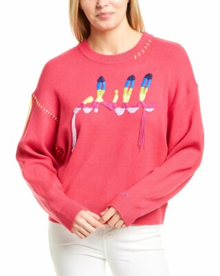 525 America Size Small S Chill Pullover Sweater Knit Embroidered  Pink NEW