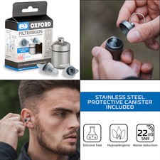 Oxford FilterBuds Motorcycle Motorbike Ear Plugs Hypoallergenic White Pack of 2